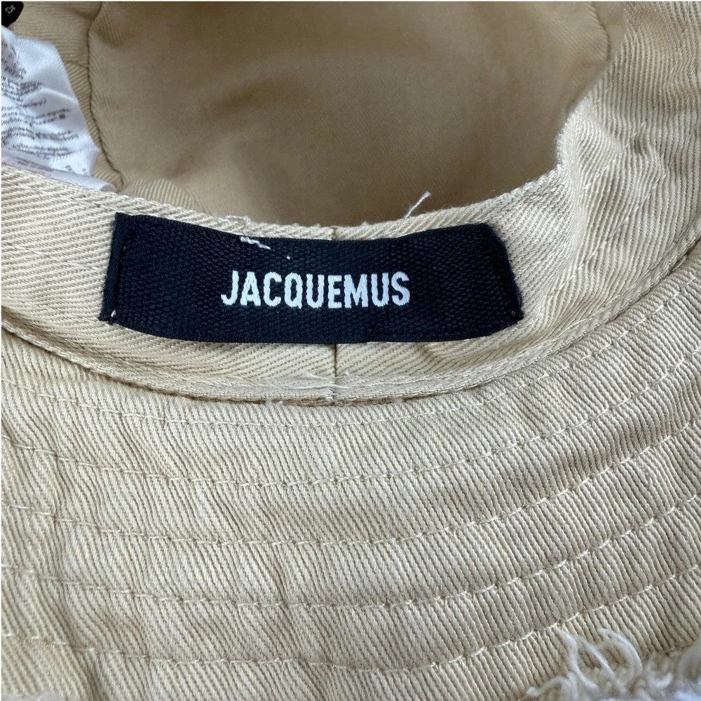 Jacquemus Kid's Frill Trim Bucket Hat Beige Animal Print Band Sz‎ 52